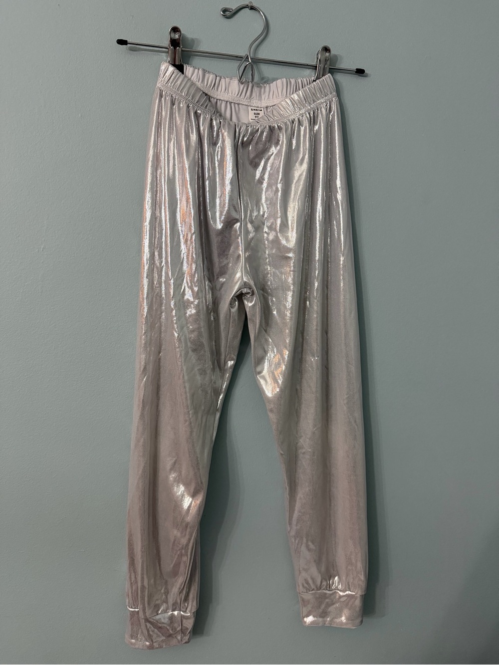 SHEIN Silver Metallic Girls Leggings